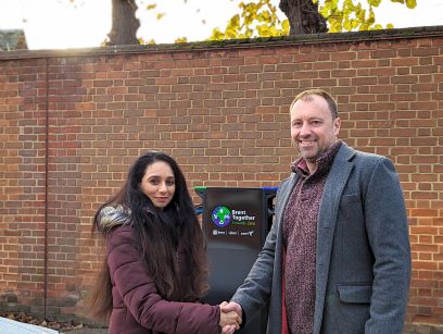 Brent Councillor Krupa Sheth with Zest CEO Robin Heap. Photo: Zest Brent Councillor Krupa Sheth, with Zest CEO, Robin Heap. Photo: Zest