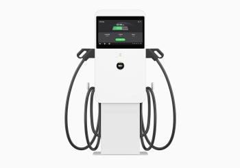 The MaxiCharger DC Compact comes with options like a credit card reader and a pedestal