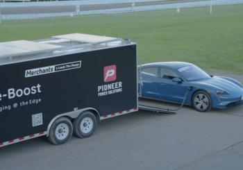 An e-Boost charging a car at Watkins Glen International race track in New York