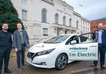 From left: Cllr Mete Coban, Hackney Council Cabinet Member for Environment and Transport, Robin Heap, Zest CEO, and Mayor of Hackney, Philip Glanville, Mayor of Hackney at the signing of the contract with Zest to rollout of 2,500 fast and slow chargers across the borough’s seven square miles 