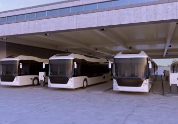 Despite comprising just 4% of vehicles, buses and trucks contribute 40% of global transport emissions. Photo: ABB E-mobility