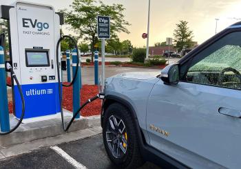 A Rivian charging at an EVgo station. Photo: Business Wire