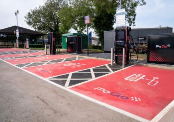 The two PoGo ultra-rapid chargers are the fastest available in the area and installed with total accessibility in mind. Photo: Pogo