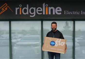 Flo's 100,000th charger sold was a Flo Home X5 unit that will be installed in Toronto by Ridgeline Electric. Photo: CNW Group/Flo
