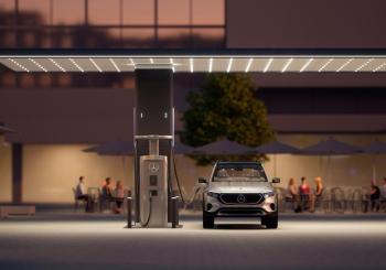 Mercedes-Benz Charging Hubs will be built at 55 Simon locations in the United States. Illustration: Mercedes-Benz HPC NA