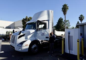 The TerraWatt heavy-duty site enables fleet electrification for transportation to and from the largest shipping ports in the US. Photo: TerraWatt Infrastructure