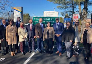 The official opening ceremony for New York’s first NEVI-funded EV charging station in Kingston. Photo: Joint Office of Energy and Transportation