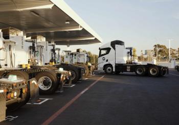 Strategically located near the Ports of Los Angeles and Long Beach, the Lynwood Smartcharger has 65 chargers with the ability to charge 200 vehicles a day. Photo: Einride