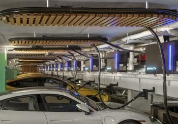 Gravity says its chargers are 90-times faster than comparably-sized Level 2 chargers deployed in most garages. Image: Gravity