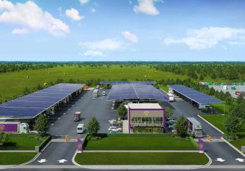 Rendering of Gage Zero Electric Truck Charging Hub in AllianceTexas. Image: Gage Zero