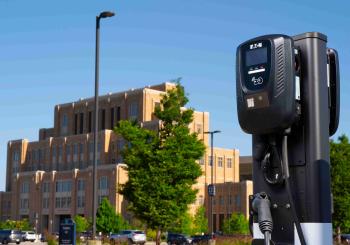 Eaton is providing its Green Motion Building chargers to help Notre Dame provide safe and reliable EV charging. Photo: Eaton