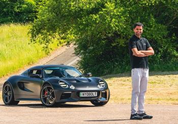 Nyobolt co-founder and CEO Sai Shivareddy with the Nyobolt EV prototype, engineered in partnership with Callum Designs, which features the fast charging battery technology. Image: Nyobolt