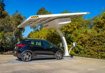 The grid-independent EV ARC product generates and stores its own electricity using solar power. Photo: Beam Global